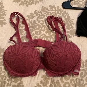 PINK lace maroon bra